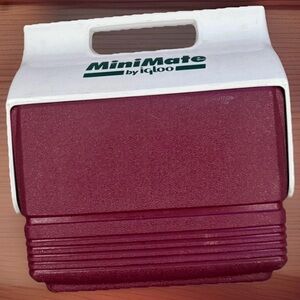 VTG Igloo MiniMate Portable Cooler - White and Burgundy